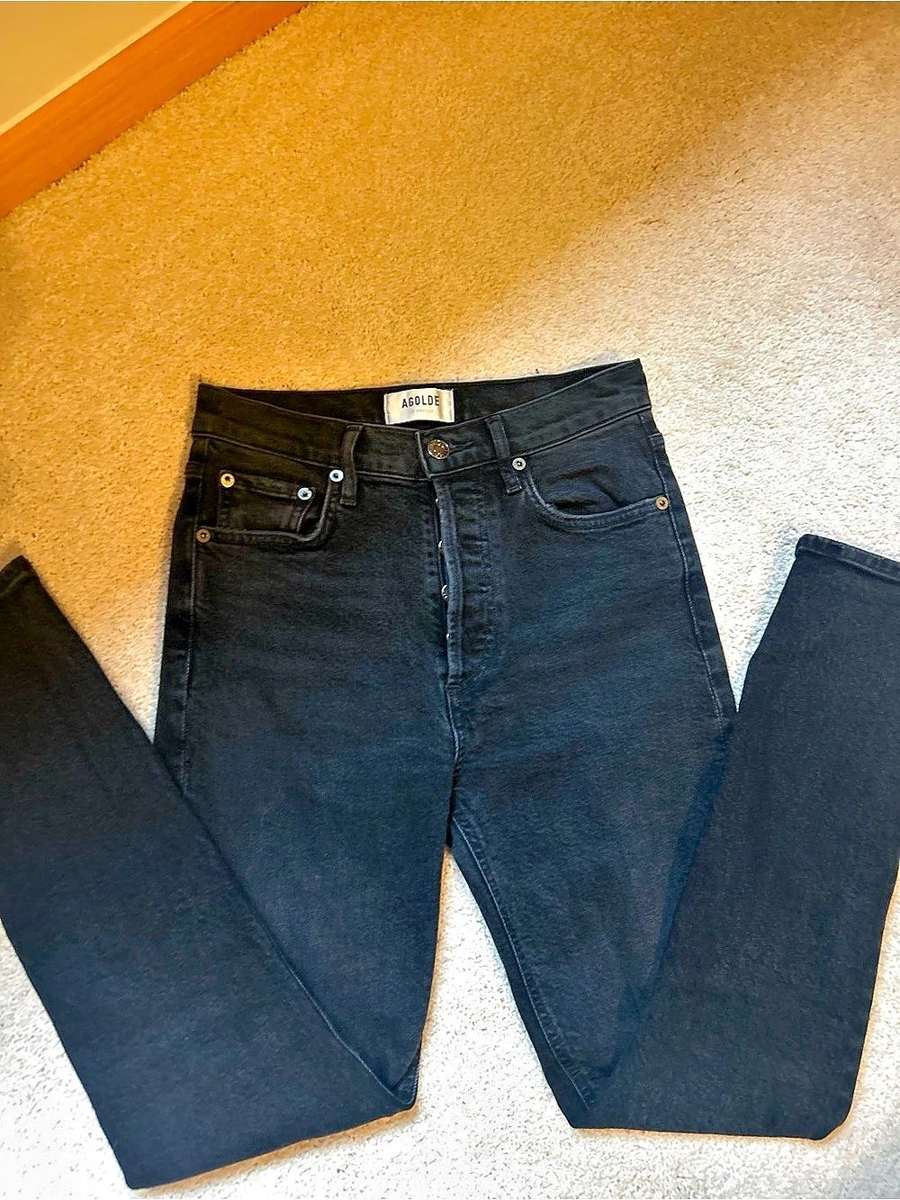 AGOLDE High Rise Black Waist 25 Like New